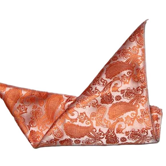 Gascoigne Pocket Square Orange White Paisley GZG Men's - Picture 2 of 2